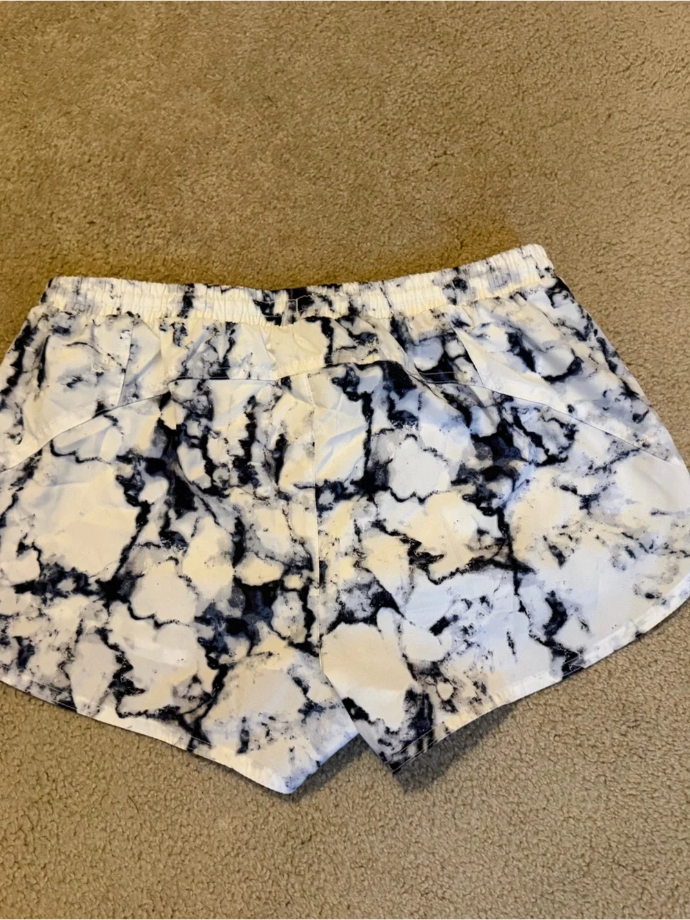 Old Navy White and Dark Navy Marble-Print Athletic Shorts